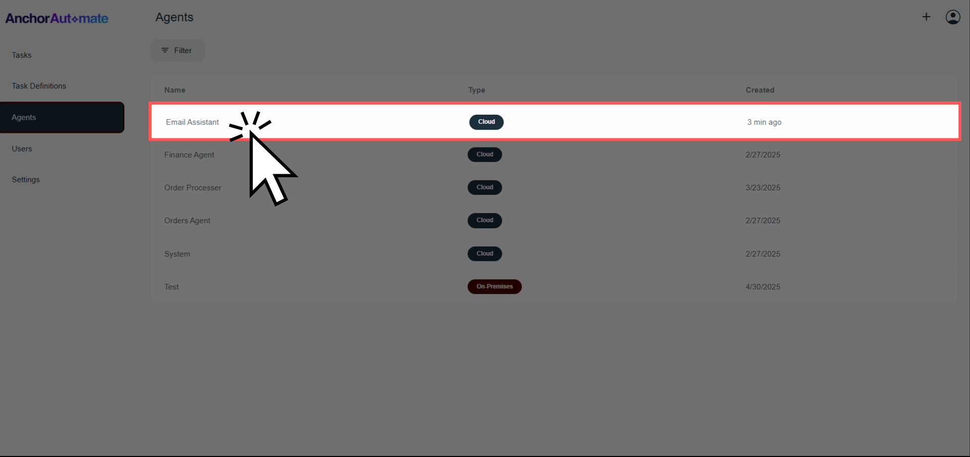 Step 2 - Select Agent
